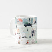 ホッキョクグマの冬の風景、クリスマスの背景。 コーヒーマグカップ (正面左)