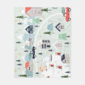 ホッキョクグマの冬の風景、クリスマスの背景。 フリースブランケット (正面)