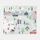 ホッキョクグマの冬の風景、クリスマスの背景。 フリースブランケット (正面(横))