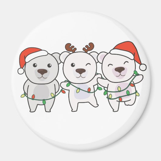 ホッキョクグマの動物かわいいホッキョクグマの魔法 マグネット (正面)