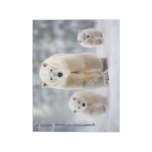 ホッキョクグマの動物家族さまよう ノートパッド (回転)