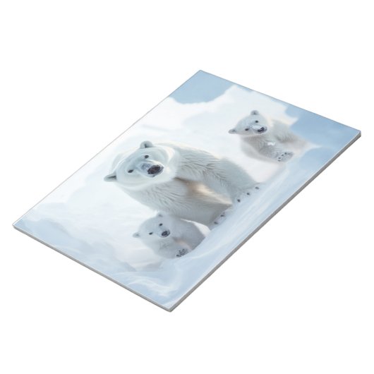 ホッキョクグマの動物家族さまよう ノートパッド (アングル)