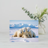 ホッキョクグマの動物自然野生動物の気に愛情 箔シーズンポストカード (立ち正面)