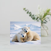 ホッキョクグマの動物自然野生動物の気に愛情 箔シーズンポストカード (立ち正面)