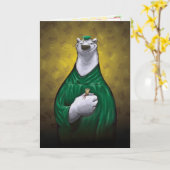 ホッキョクグマの卒業カード緑 カード (黄色い花)