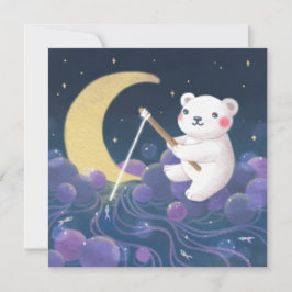 ホッキョクグマの夢の幻想的なイラスト サンキューカード