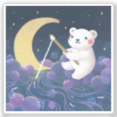 ホッキョクグマの夢の幻想的なイラスト シール (正面)