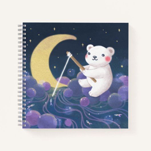 ホッキョクグマの夢の幻想的なイラスト ノートブック (正面)