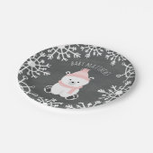 ホッキョクグマの女の子の冬のベビーシャワー ペーパープレート (アングル)