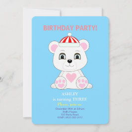 ホッキョクグマの子供の誕生日招待状 招待状