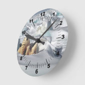 ホッキョクグマの子猫の雪写真 ラウンド壁時計 (傾斜)