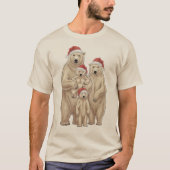 ホッキョクグマの家族のクリスマス写真 Tシャツ (正面)