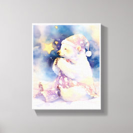 ホッキョクグマの幻想的な水彩絵画の保育園用キャンバス キャンバスプリント