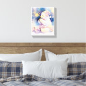 ホッキョクグマの幻想的な水彩絵画の保育園用キャンバス キャンバスプリント (インサイチュ (寝室))