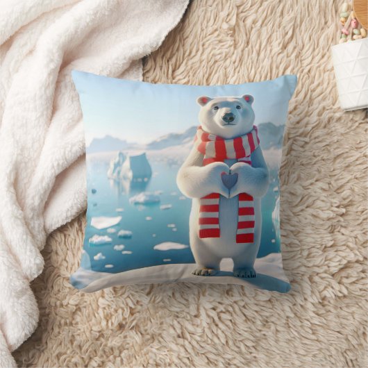 ホッキョクグマの愛 クッション (ブランケット)