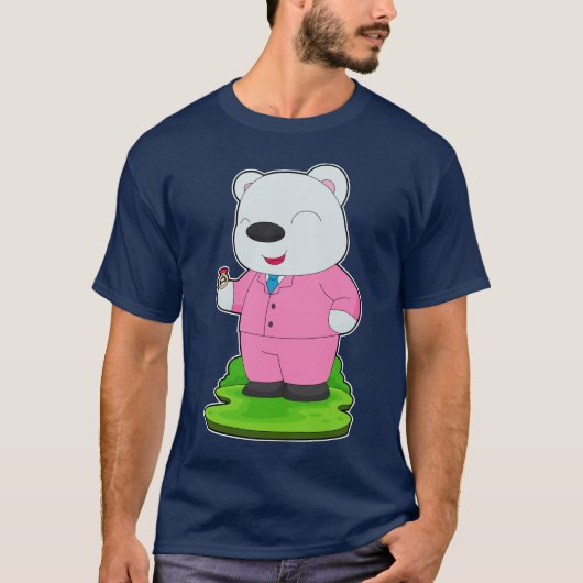 ホッキョクグマの新郎　結婚指輪　結婚式 Tシャツ (正面)