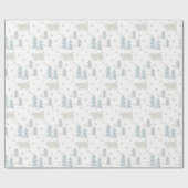 ホッキョクグマの星模様ホワイトラッピング紙 ラッピングペーパー (フラット)