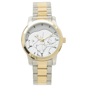 ホッキョクグマの時計野生動物クマの子牛腕時計 腕時計