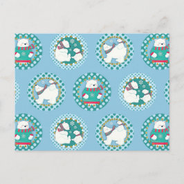 ホッキョクグマの柄 – かわいい冬の休日 ポストカード