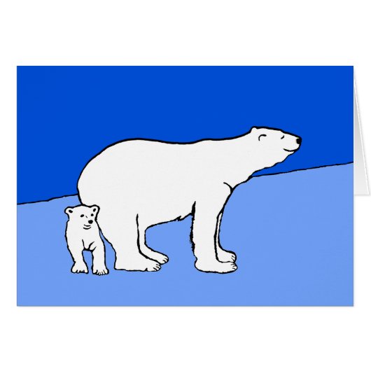 ホッキョクグマの母と子絵画猫 – 野生動物芸術 (正面横)