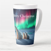 ホッキョクグマの母カブクリスマスツリーノーザンライト カフェラテマグ (右アングル)