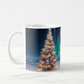 ホッキョクグマの母カブクリスマスツリーノーザンライト コーヒーマグカップ (左)