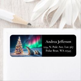 ホッキョクグマの母カブクリスマスツリーノーザンライト ラベル