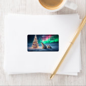 ホッキョクグマの母カブクリスマスツリーノーザンライト ラベル (インサイチュ)