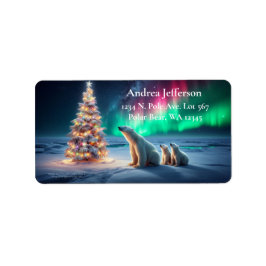 ホッキョクグマの母カブクリスマスツリーノーザンライト ラベル