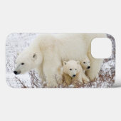 ホッキョクグマの母グマと2頭の子グマ Case-Mate iPhoneケース (裏面 (横))