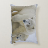 ホッキョクグマの母親とキュブ北部アラスカ アクセントクッション (正面(垂直))