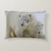 ホッキョクグマの母親とキュブ北部アラスカ アクセントクッション (裏面)