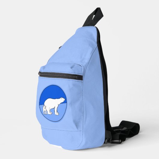 ホッキョクグマの母親と絵を描カブの野生動物の芸術 スリングバッグ (右コーナー)