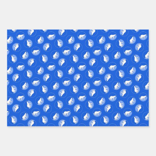 ホッキョクグマの母親と絵を描カブの野生動物の芸術 ラッピングペーパーシート (正面3)