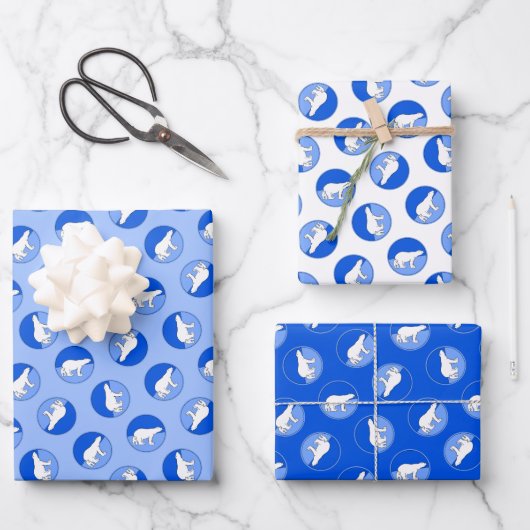 ホッキョクグマの母親と絵を描カブの野生動物の芸術 ラッピングペーパーシート (正面)