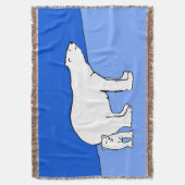 ホッキョクグマの母親と絵画かわいい子たち – Wildlife Art スローブランケット (正面縦)