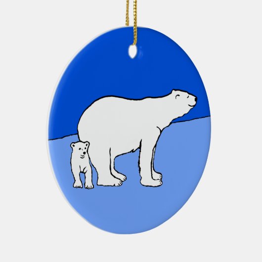 ホッキョクグマの母親と絵画かわいい子たち – Wildlife Art セラミックオーナメント (右)