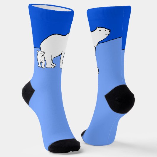 ホッキョクグマの母親と絵画かわいい子たち – Wildlife Art ソックス (傾斜あり)