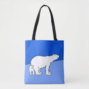 ホッキョクグマの母親と絵画かわいい子たち – Wildlife Art トートバッグ