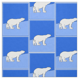 ホッキョクグマの母親と絵画かわいい子たち – Wildlife Art ファブリック