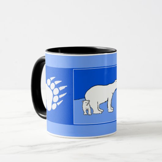 ホッキョクグマの母親と絵画かわいい子たち – Wildlife Art マグカップ (正面左)