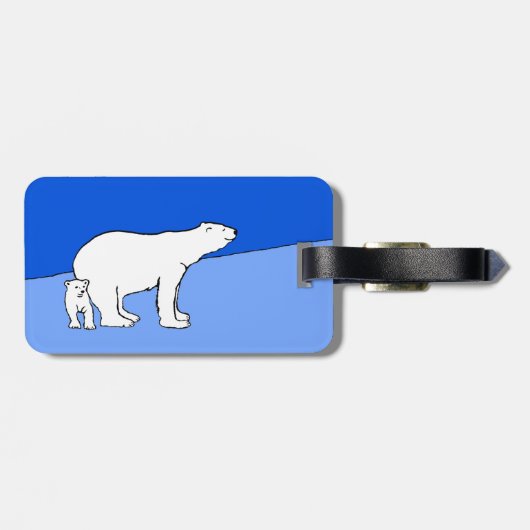 ホッキョクグマの母親と絵画かわいい子たち – Wildlife Art ラゲッジタグ (裏面横)