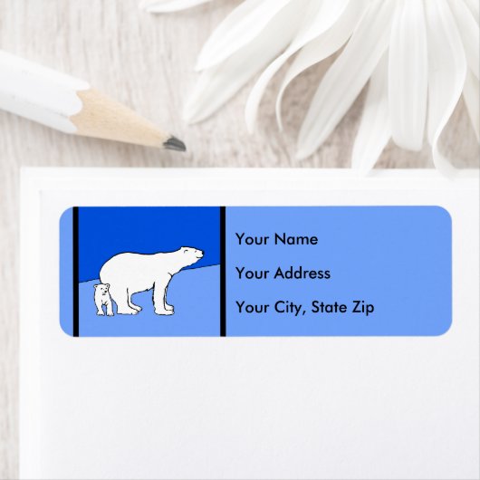 ホッキョクグマの母親と絵画かわいい子たち – Wildlife Art ラベル (インサイチュ)