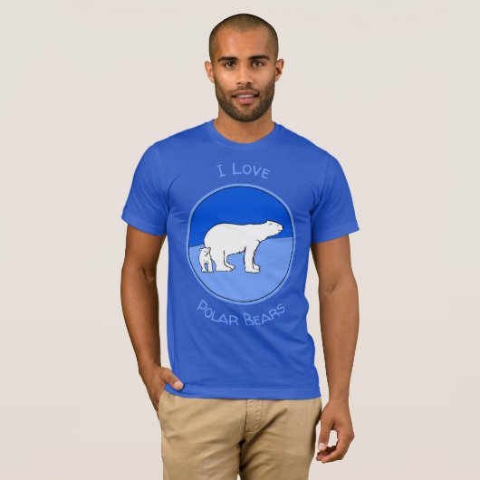 ホッキョクグマの母親と絵画かわいい子たち – Wildlife Art Tシャツ (正面フル)