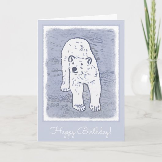 ホッキョクグマの氷の絵画上 – オリジナル野生生物アート カード (正面)