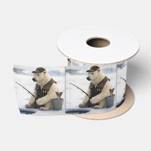 ホッキョクグマの氷上釣り サテンリボン (リール)