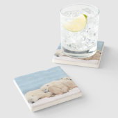 ホッキョクグマの石コースター ストーンコースター (横)