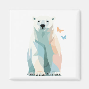 ホッキョクグマの絵を描愛らしいおもしろい動物アート マグネット