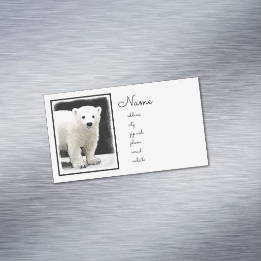 ホッキョクグマの絵画オリジナル野生生物アート マグネット名刺 (インサイチュ)