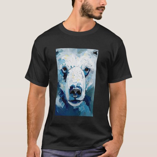ホッキョクグマの絵 オイルペイント 画 Tシャツ (正面)